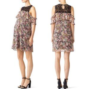 Slate and Willow Floral Maternity Dress Off Shoulder Lace Shift Size XL Pink‎